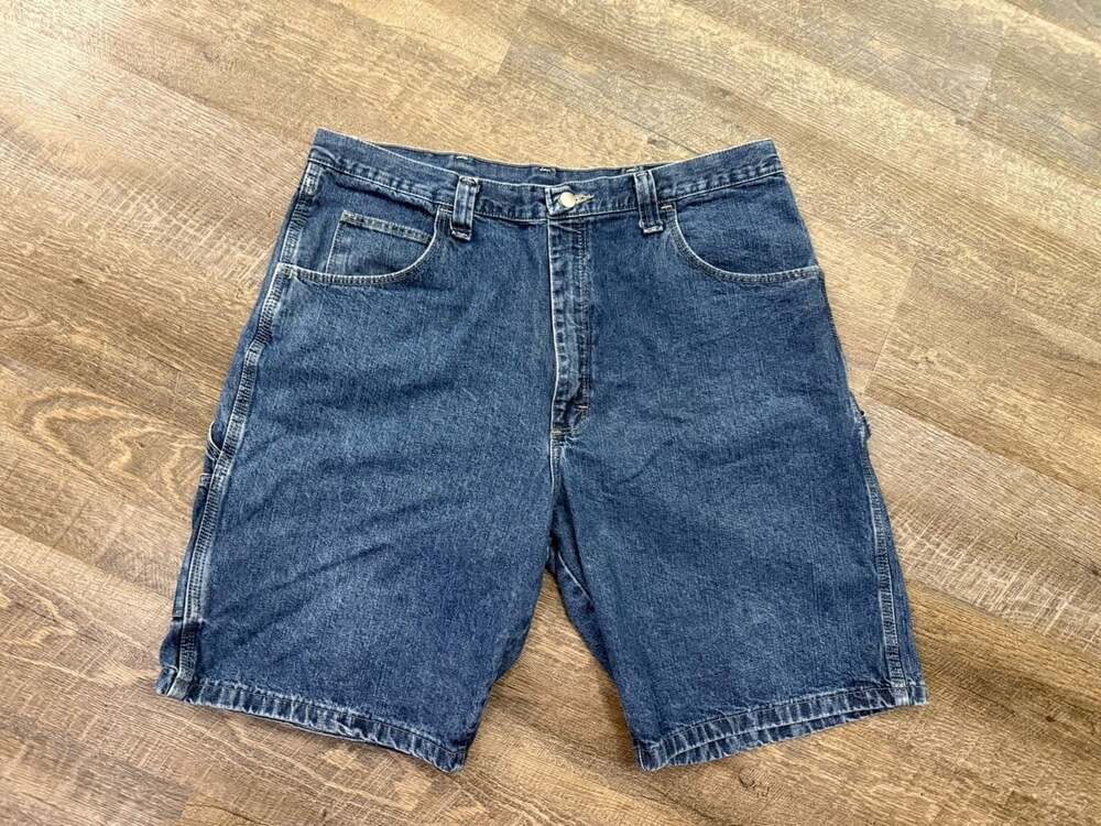 Vintage 2000s Wrangler Baggy Carpenter Jorts Blue Size 38 Faded